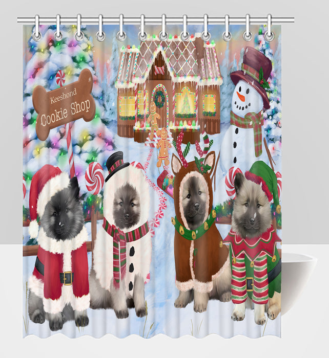 Holiday Gingerbread Cookie Keeshond Dogs Shower Curtain