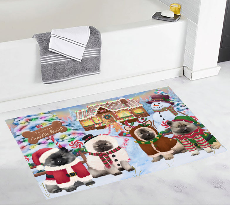 Holiday Gingerbread Cookie Keeshond Dogs Bath Mat