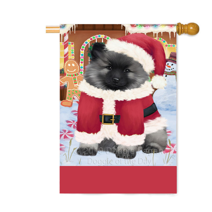 Personalized Gingerbread Candyfest Keeshond Dog Custom House Flag FLG63863