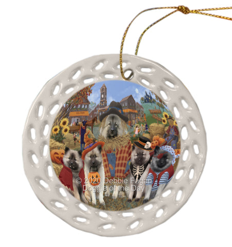 Halloween 'Round Town Keeshond Dogs Doily Ornament DPOR58043