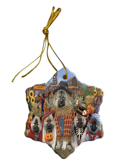 Halloween 'Round Town Keeshond Dogs Star Porcelain Ornament SPOR57506