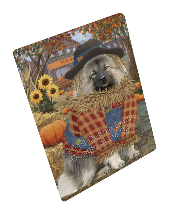 Halloween 'Round Town And Fall Pumpkin Scarecrow Both Keeshond Dogs Large Refrigerator / Dishwasher Magnet RMAG104832