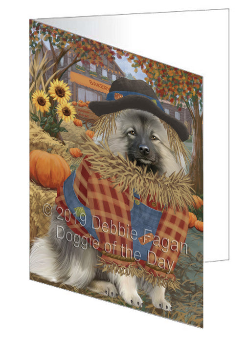 Fall Pumpkin Scarecrow Keeshond Dog Handmade Artwork Assorted Pets Greeting Cards and Note Cards with Envelopes for All Occasions and Holiday Seasons GCD78047