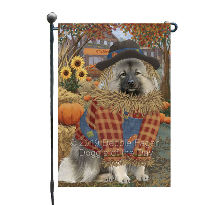 Halloween 'Round Town And Fall Pumpkin Scarecrow Both Keeshond Dogs Garden Flag GFLG65667