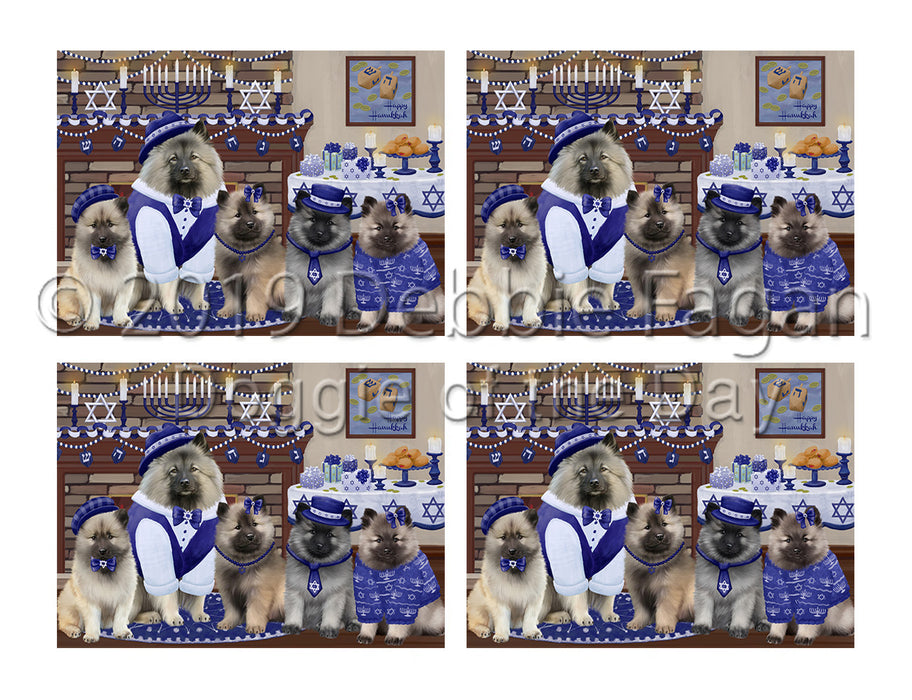Happy Hanukkah Family Keeshond Dogs Placemat