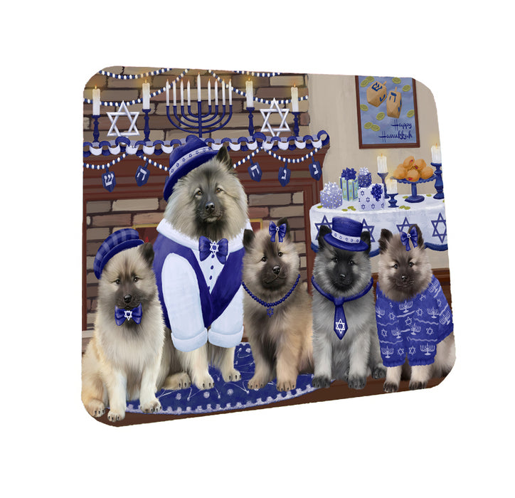 Happy Hanukkah Family Keeshond Dogs Coasters Set of 4 CSTA57584