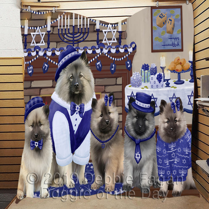 Happy Hanukkah Family and Happy Hanukkah Both Keeshond Dogs Quilt