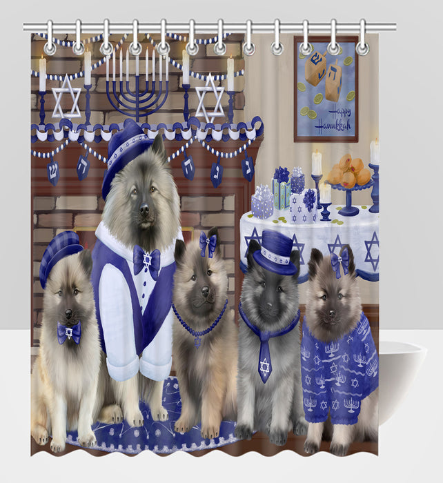 Happy Hanukkah Family Keeshond Dogs Shower Curtain