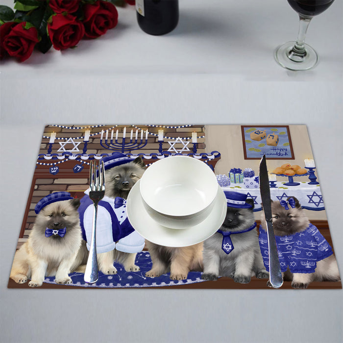 Happy Hanukkah Family Keeshond Dogs Placemat