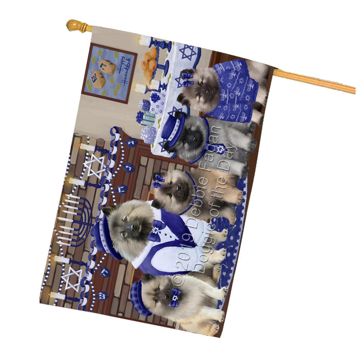 Happy Hanukkah Family Keeshond Dogs House Flag FLG65840