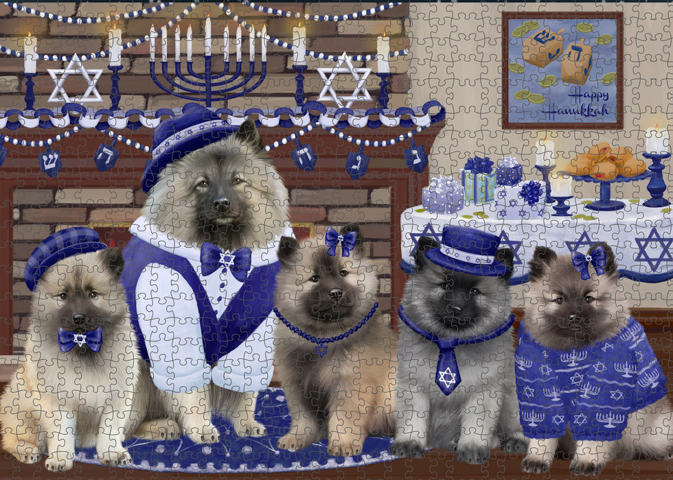 Happy Hanukkah Family and Happy Hanukkah Both Keeshond Dogs Puzzle with Photo Tin PUZL96820