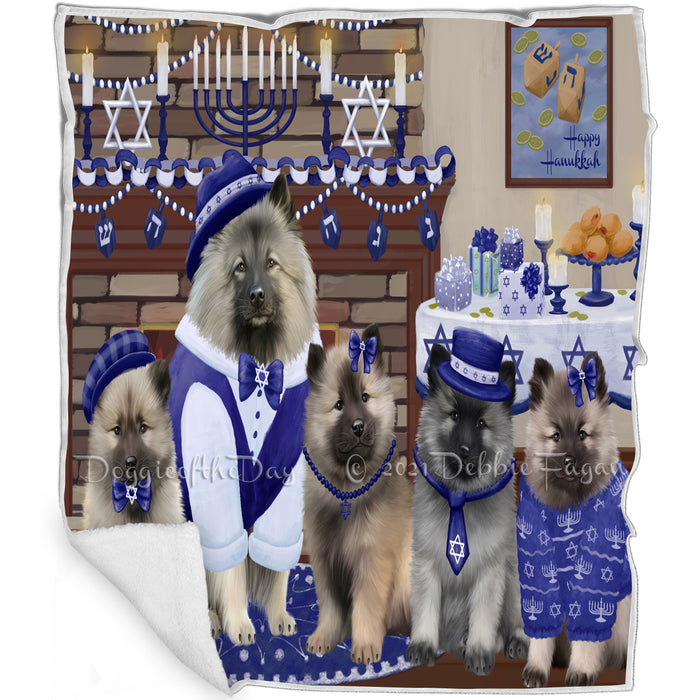 Happy Hanukkah Family and Happy Hanukkah Both Keeshond Dogs Blanket BLNKT140618