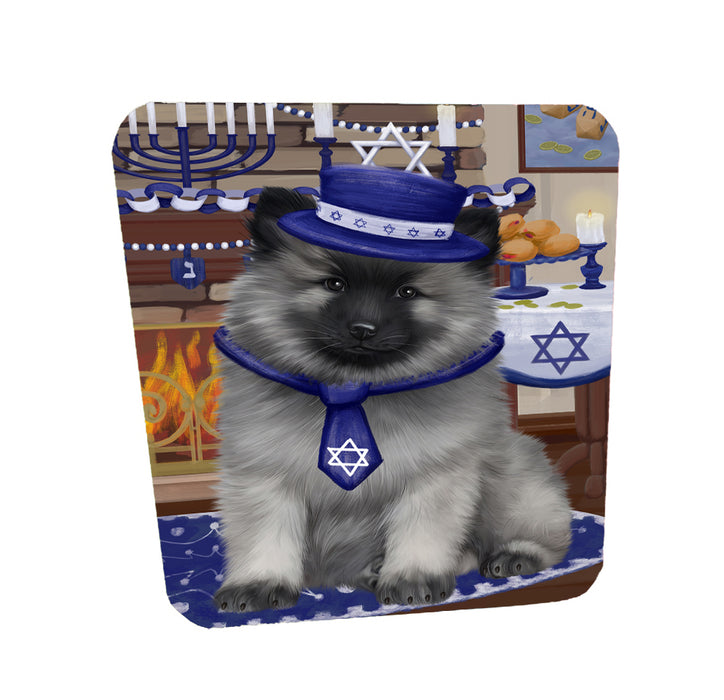 Happy Hanukkah Family Keeshond Dogs Coasters Set of 4 CSTA57640