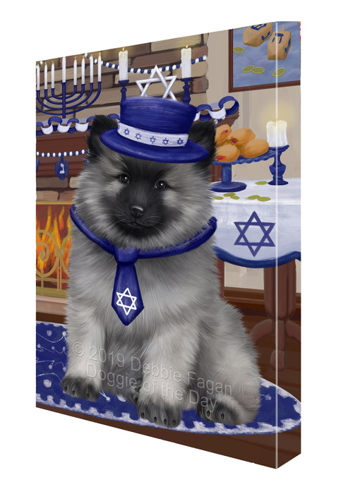 Happy Hanukkah Family and Happy Hanukkah Both Keeshond Dog Canvas Print Wall Art Décor CVS140741