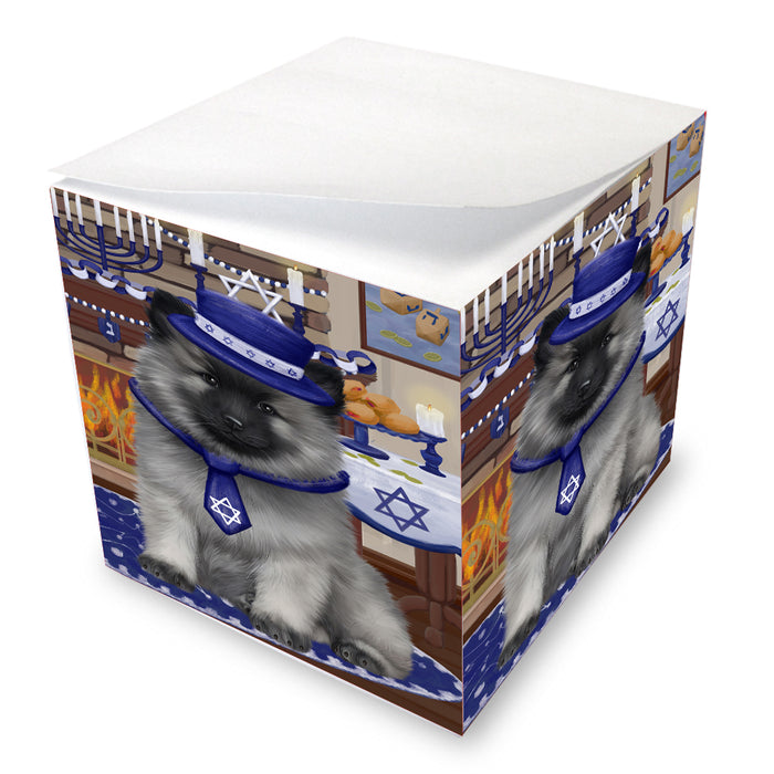 Happy Hanukkah Family Keeshond Dogs note cube NOC-DOTD-A56712