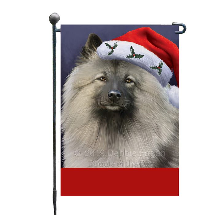 Personalized Christmas Holidays Keeshond Dog Wearing Santa Hat Portrait Head Custom Garden Flags GFLG-DOTD-A59837