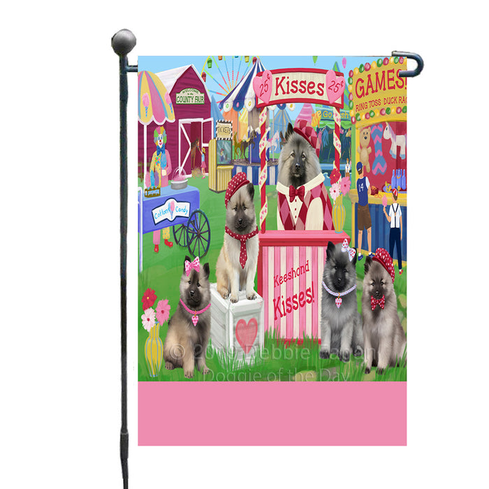 Personalized Carnival Kissing Booth Keeshond Dogs Custom Garden Flag GFLG64292