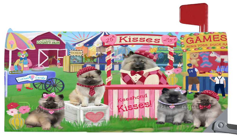 Carnival Kissing Booth Keeshond Dogs Magnetic Mailbox Cover Both Sides Pet Theme Printed Decorative Letter Box Wrap Case Postbox Thick Magnetic Vinyl Material