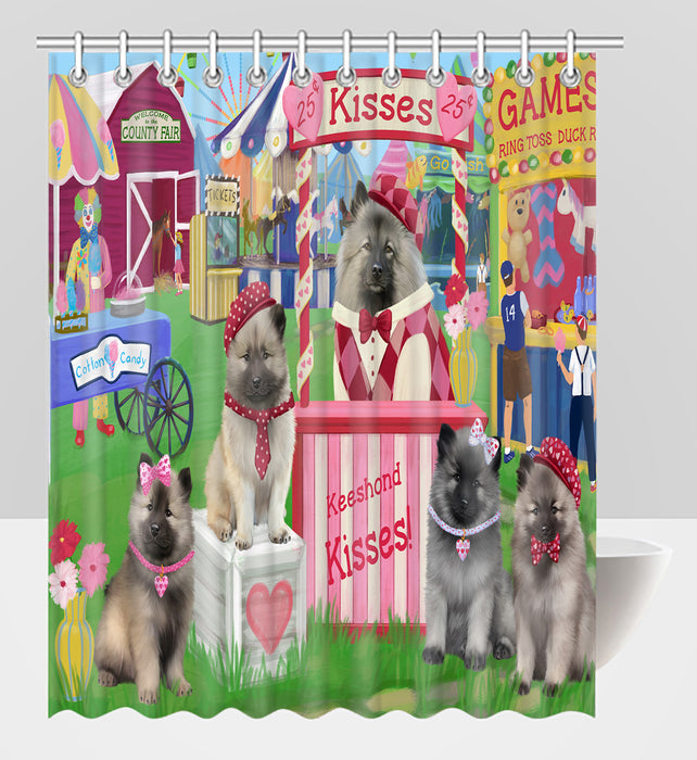 Carnival Kissing Booth Keeshond Dogs Shower Curtain