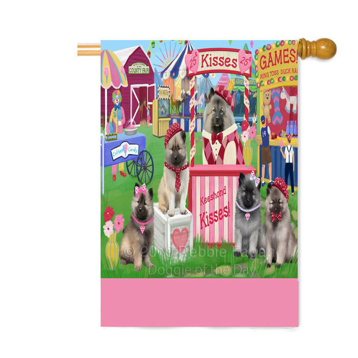 Personalized Carnival Kissing Booth Keeshond Dogs Custom House Flag FLG63616