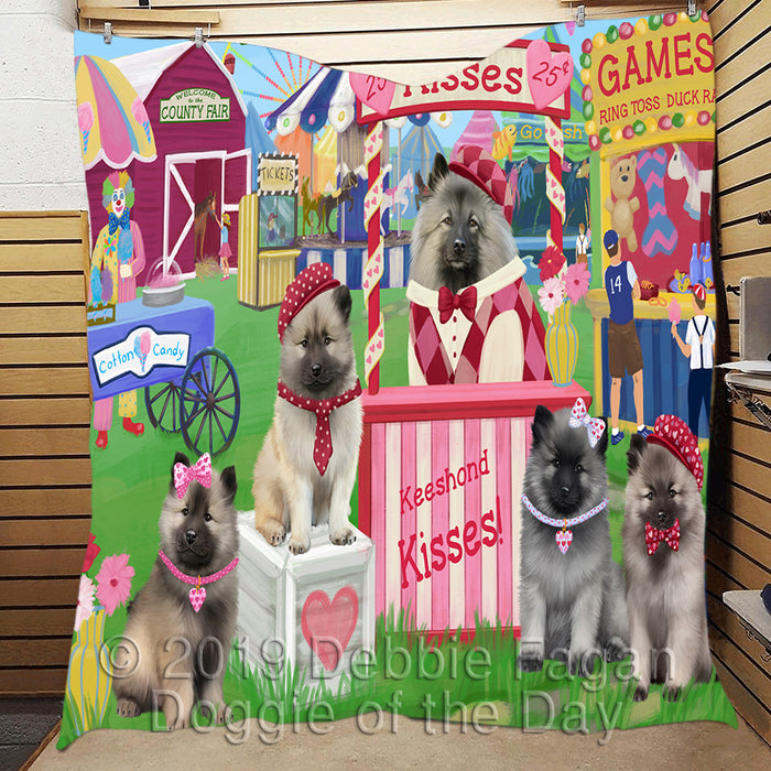 Carnival Kissing Booth Keeshond Dogs Quilt