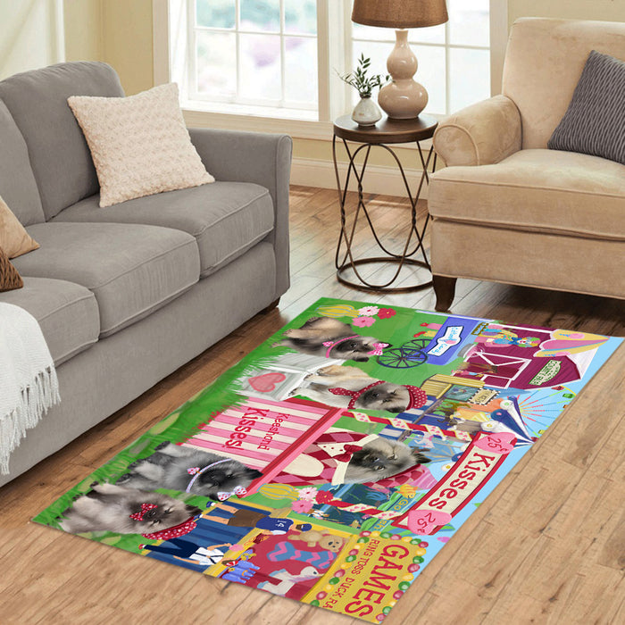 Carnival Kissing Booth Keeshond Dogs Area Rug
