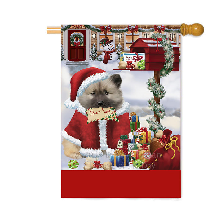 Personalized Happy Holidays Mailbox Keeshond Dog Christmas Custom House Flag FLG-DOTD-A60000