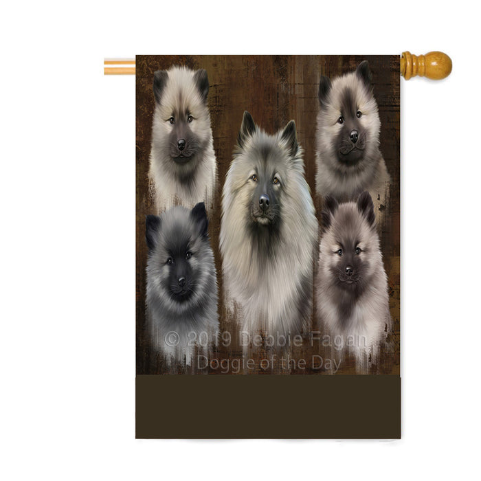 Personalized Rustic 5 Keeshond Dogs Custom House Flag FLG-DOTD-A62619