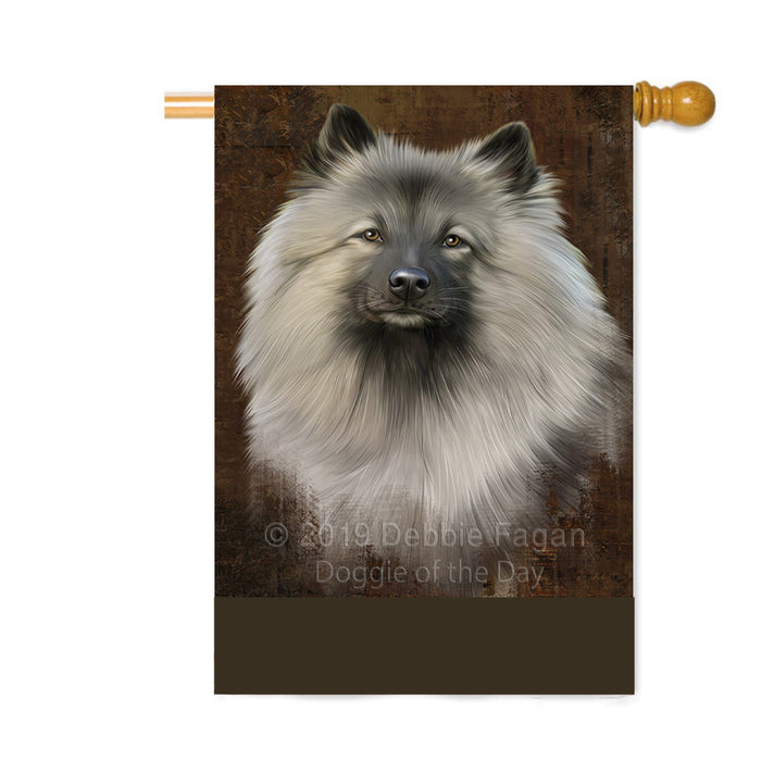 Personalized Rustic Keeshond Dog Custom House Flag FLG64625