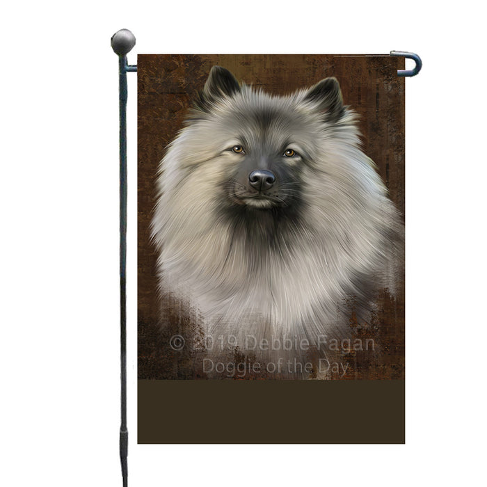 Personalized Rustic Keeshond Dog Custom Garden Flag GFLG63548