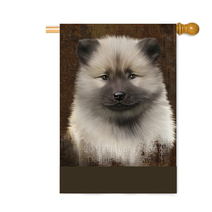 Personalized Rustic Keeshond Dog Custom House Flag FLG64626