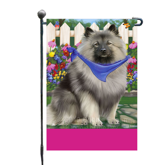 Personalized Spring Floral Keeshond Dog Custom Garden Flags GFLG-DOTD-A62895