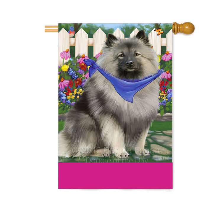 Personalized Spring Floral Keeshond Dog Custom House Flag FLG-DOTD-A62951
