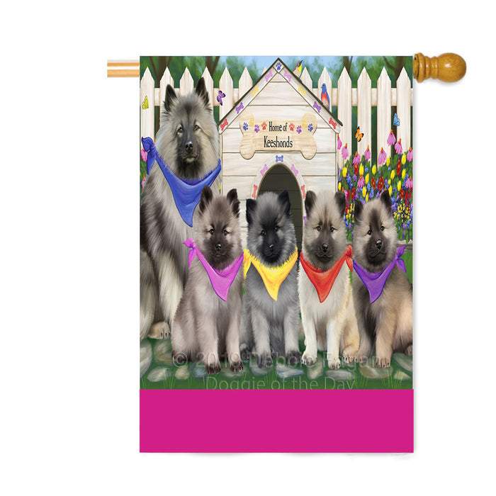 Personalized Spring Dog House Keeshond Dogs Custom House Flag FLG-DOTD-A62952