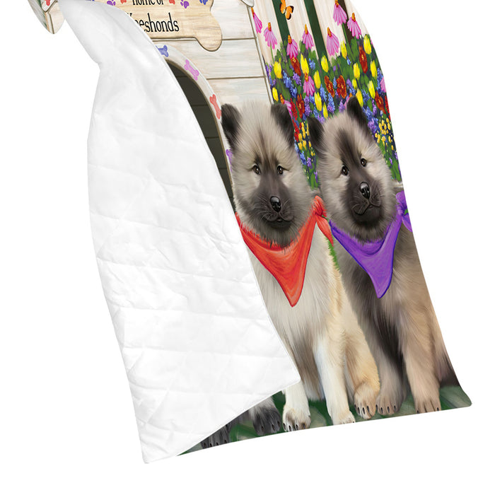 Spring Dog House Keeshond Dogs Quilt