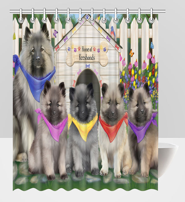 Spring Dog House Keeshond Dogs Shower Curtain