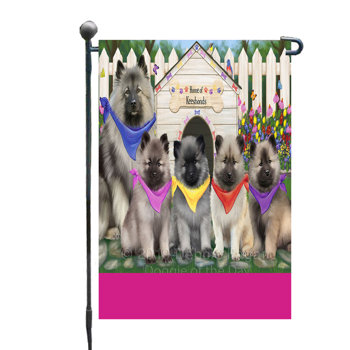 Personalized Spring Dog House Keeshond Dogs Custom Garden Flags GFLG-DOTD-A62896