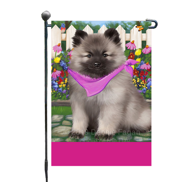 Personalized Spring Floral Keeshond Dog Custom Garden Flags GFLG-DOTD-A62897
