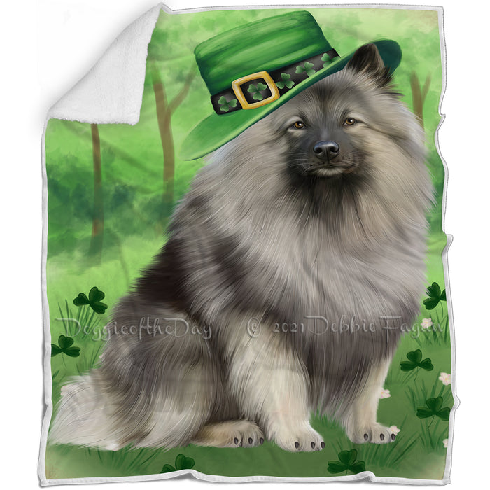 St. Patricks Day Irish Portrait Keeshond Dog Blanket BLNKT132789