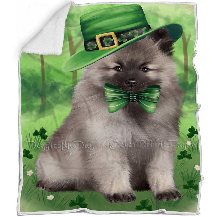 St. Patricks Day Irish Portrait Keeshond Dog Blanket BLNKT132807