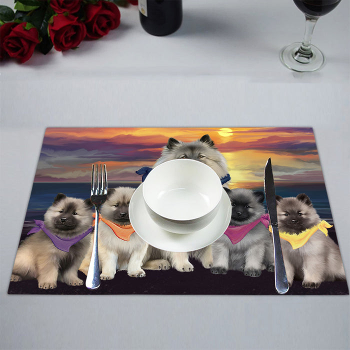 Family Sunset Portrait Keeshond Dogs Placemat