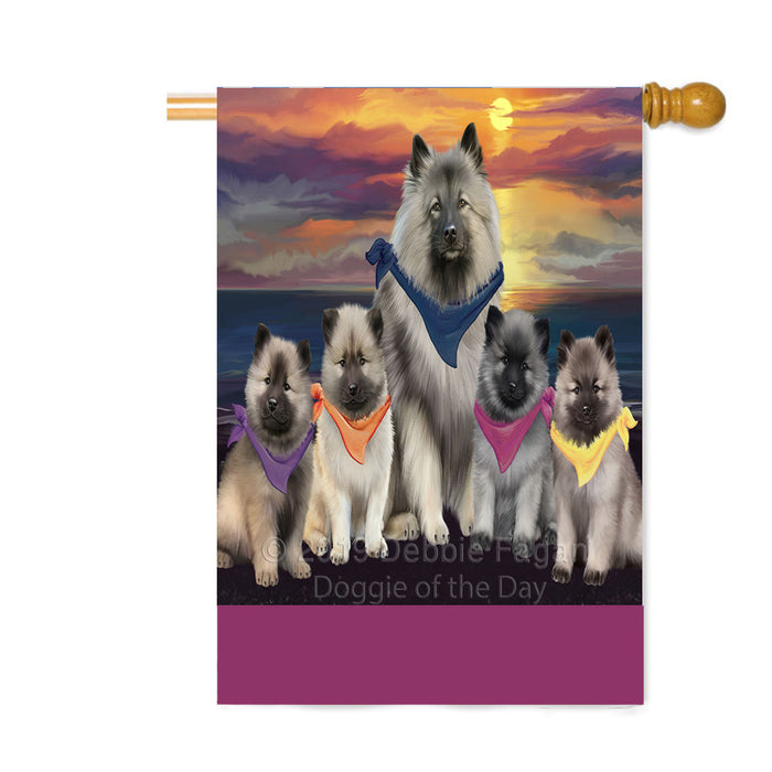 Personalized Family Sunset Portrait Keeshond Dogs Custom House Flag FLG-DOTD-A60665