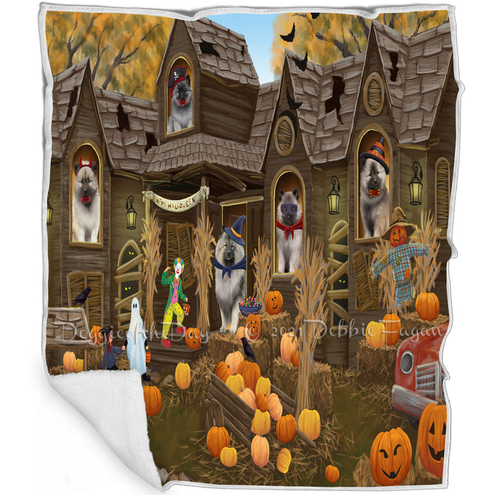 Haunted House Halloween Trick or Treat Keeshonds Dog Blanket BLNKT93225
