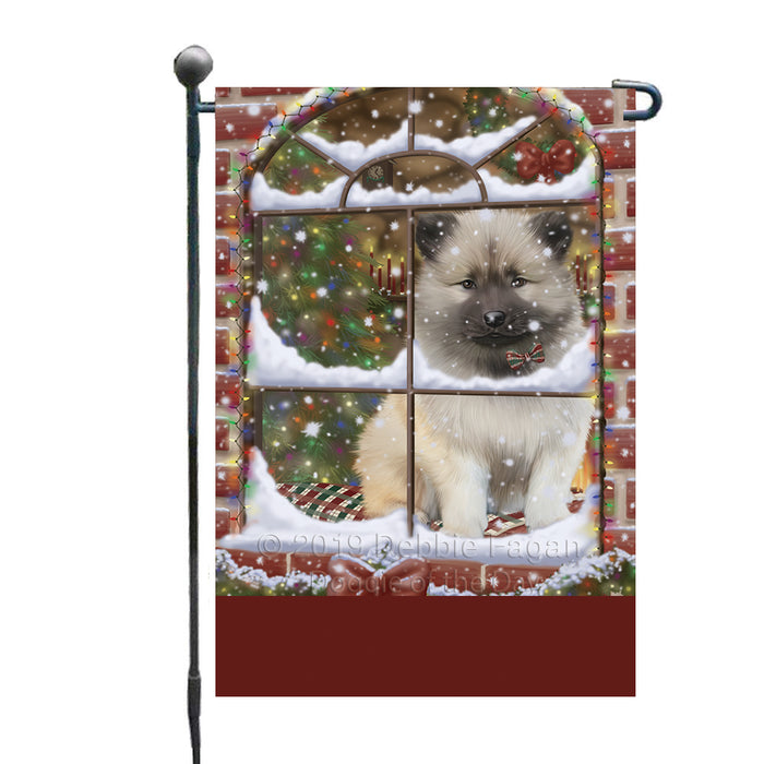 Personalized Please Come Home For Christmas Keeshond Dog Sitting In Window Custom Garden Flags GFLG-DOTD-A60173