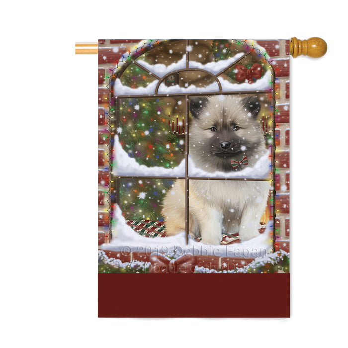 Personalized Please Come Home For Christmas Keeshond Dog Sitting In Window Custom House Flag FLG-DOTD-A60229