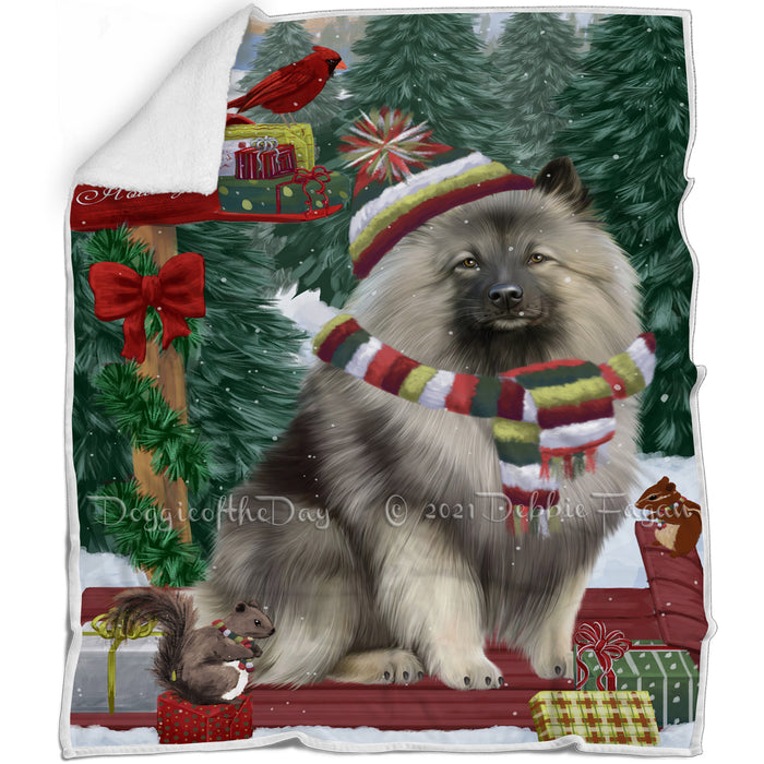 Merry Christmas Woodland Sled Keeshond Dog Blanket BLNKT114033