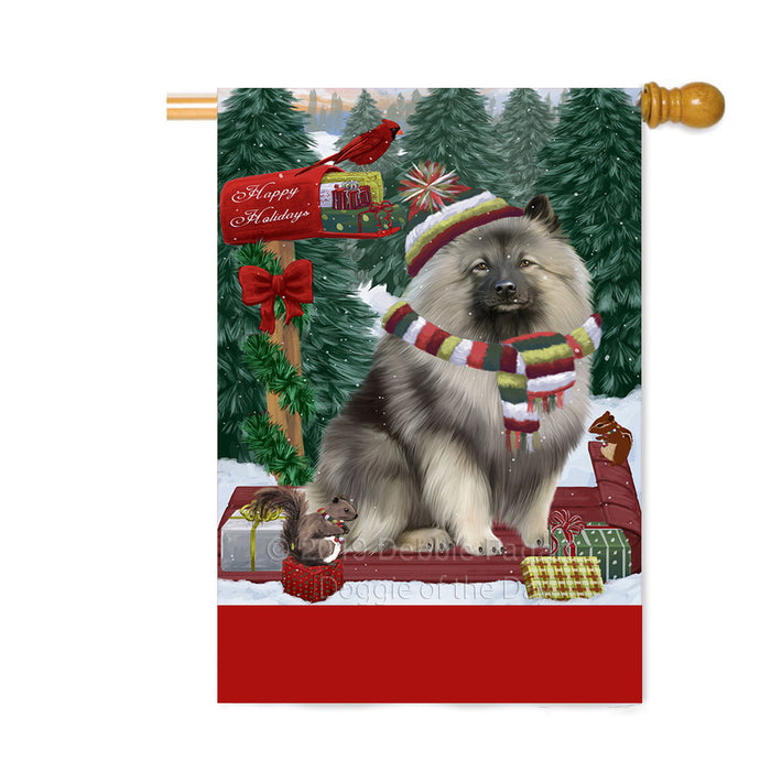 Personalized Merry Christmas Woodland Sled Keeshond Dog Custom House Flag FLG-DOTD-A61669