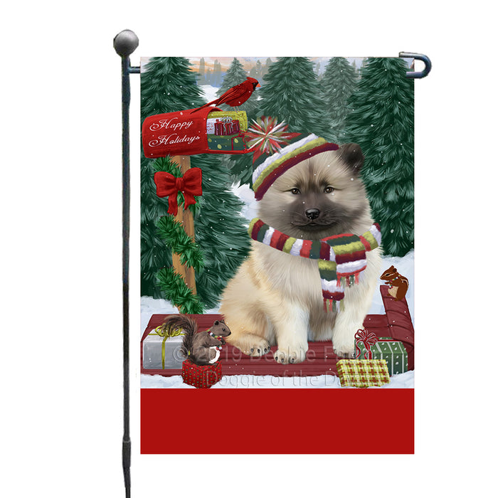 Personalized Merry Christmas Woodland Sled  Keeshond Dog Custom Garden Flags GFLG-DOTD-A61614
