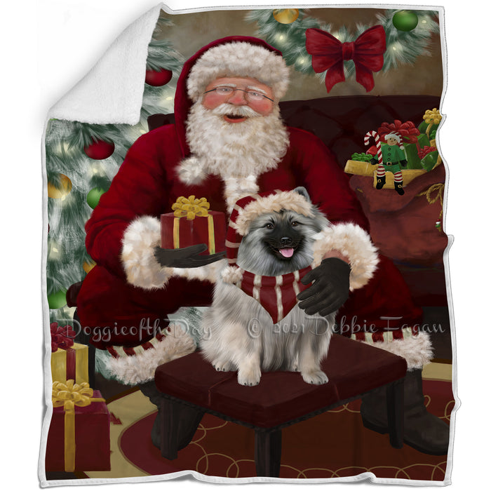Santa's Christmas Surprise Keeshond Dog Blanket BLNKT142263