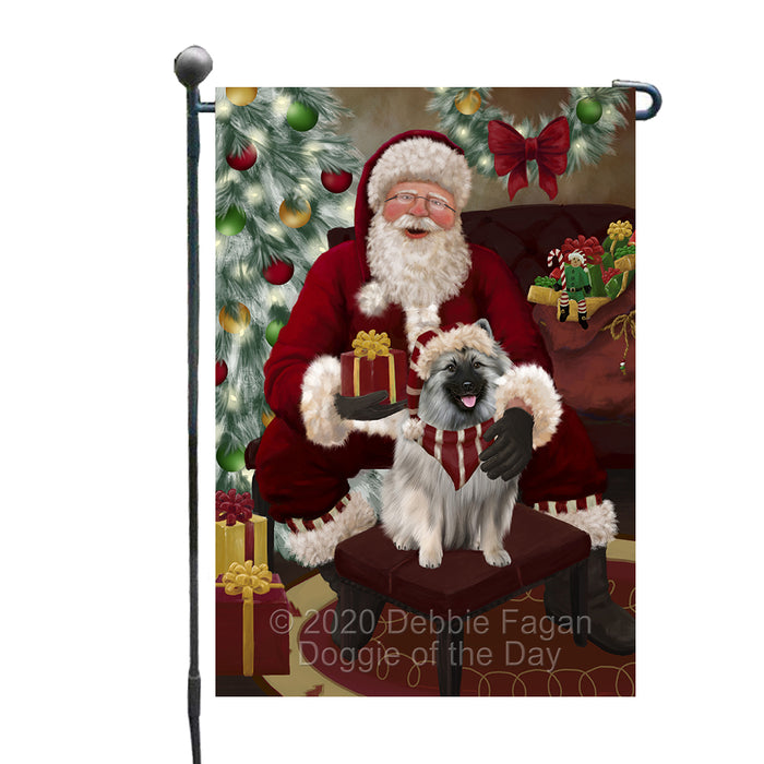 Santa's Christmas Surprise Keeshond Dog Garden Flag GFLG66751